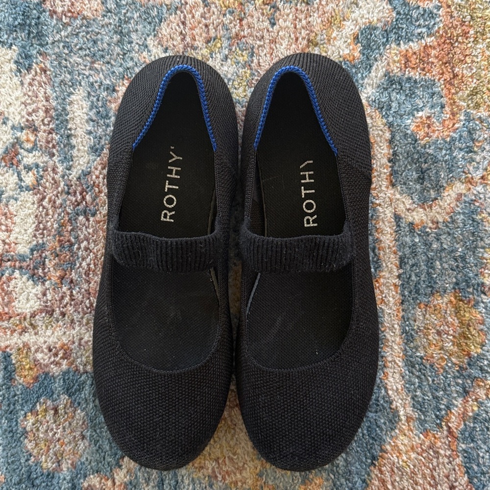 Rothy's Black and Blue Knit Flats